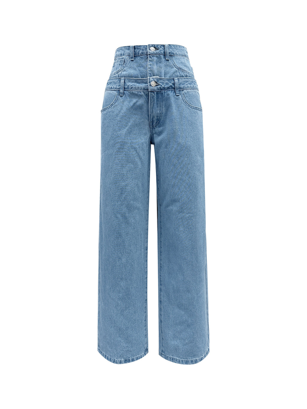 Double Waist Head Wide Leg Jeans