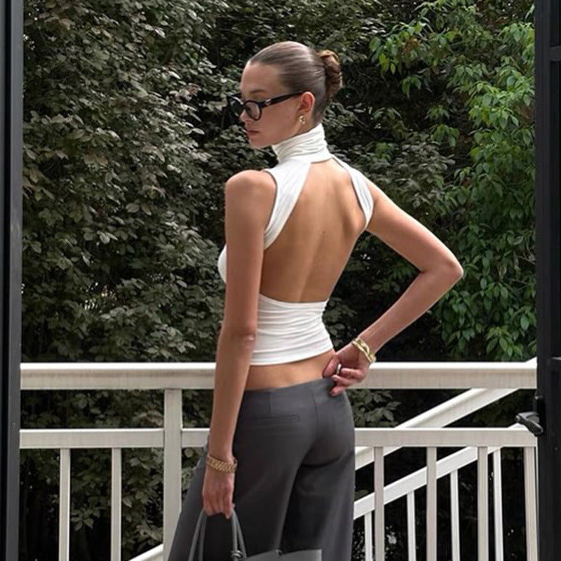Turtleneck Backless Top